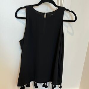 Elegant Black Sleeveless Top with Tassels